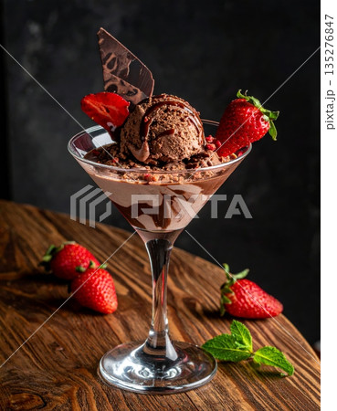 Fresh strawberries and cream served in a glass bowl make a delicious red berry dessert that is tasty, juicy, and perfect for a healthy summer diet Fresh strawberries and cream served in a glass bowl make a delicious red berry dessert that is tasty, juicy, and perfect for a healthy summer diet 135276847