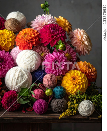 A vibrant pink and red rose bouquet features lush garden blossoms and green leaves in a romantic floral arrangement, making it a beautiful nature gift for a wedding or spring celebration 135276939