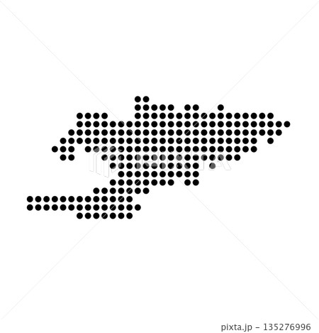 Kyrgyzstan country dotted map. Black spot pixel illustration isolated on white background. Vector circle mosaic. 135276996