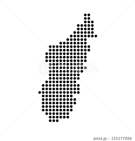 Madagascar country dotted map. Black spot pixel illustration isolated on white background. Vector circle mosaic. 135277088