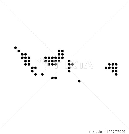 Indonesia country dotted map. Black spot pixel illustration isolated on white background. Vector circle mosaic. 135277091
