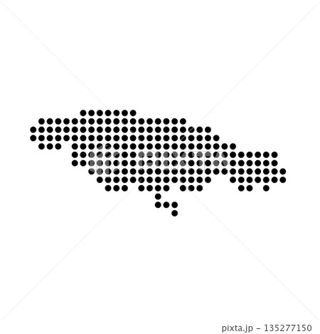 Jamaica country dotted map. Black spot pixel illustration isolated on white background. Vector circle mosaic. Jamaica country dotted map. Black spot pixel illustration isolated on white background. Vector circle mosaic. 135277150