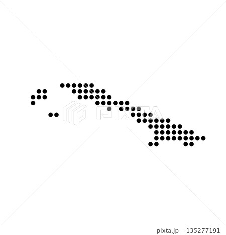 Cuba country dotted map. Black spot pixel illustration isolated on white background. Vector circle mosaic. Cuba country dotted map. Black spot pixel illustration isolated on white background. Vector circle mosaic. 135277191