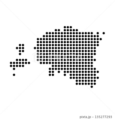 Estonia country dotted map. Black spot pixel illustration isolated on white background. Vector circle mosaic. 135277293