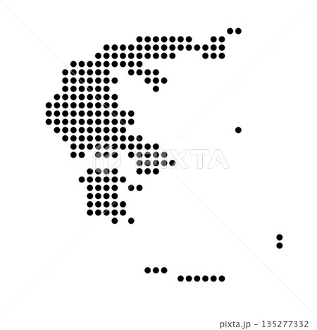 Greece country dotted map. Black spot pixel illustration isolated on white background. Vector circle mosaic. 135277332