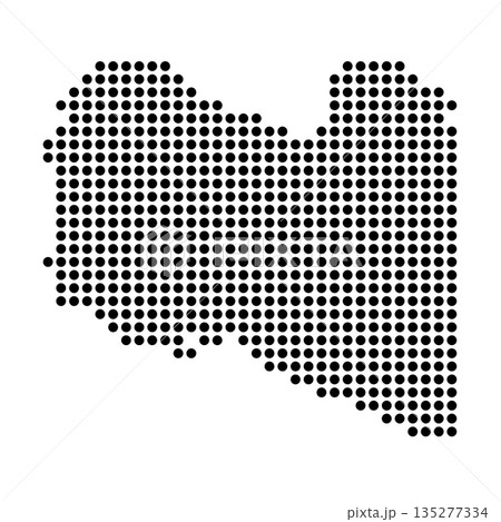 Libya country dotted map. Black spot pixel illustration isolated on white background. Vector circle mosaic. Libya country dotted map. Black spot pixel illustration isolated on white background. Vector circle mosaic. 135277334