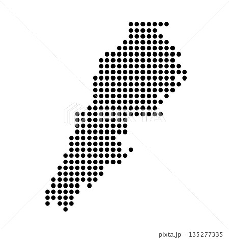 Lebanon country dotted map. Black spot pixel illustration isolated on white background. Vector circle mosaic. 135277335