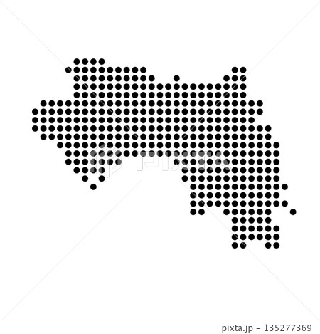 Guinea country dotted map. Black spot pixel illustration isolated on white background. Vector circle mosaic. 135277369