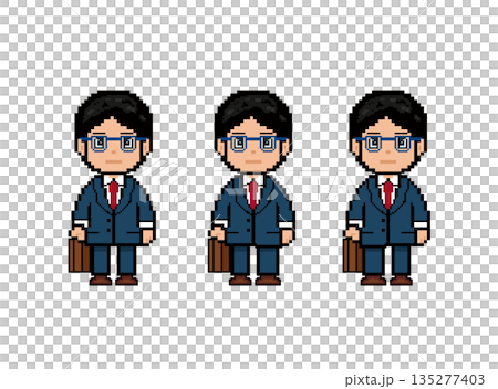 A working man wearing blue glasses walking forward (blue clothes) 135277403