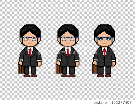 A working man with blue glasses walking forward (black clothes) 135277407