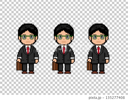 A working man wearing green glasses walking forward (black clothes) 135277408