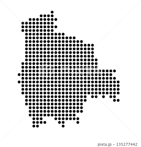 Bolivia country dotted map. Black spot pixel illustration isolated on white background. Vector circle mosaic. Bolivia country dotted map. Black spot pixel illustration isolated on white background. Vector circle mosaic. 135277442