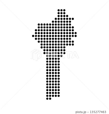 Benin country dotted map. Black spot pixel illustration isolated on white background. Vector circle mosaic. Benin country dotted map. Black spot pixel illustration isolated on white background. Vector circle mosaic. 135277463