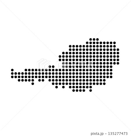 Austria country dotted map. Black spot pixel illustration isolated on white background. Vector circle mosaic. 135277473