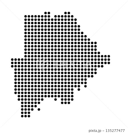 Botswana country dotted map. Black spot pixel illustration isolated on white background. Vector circle mosaic. Botswana country dotted map. Black spot pixel illustration isolated on white background. Vector circle mosaic. 135277477
