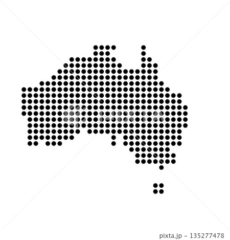 Australia country dotted map. Black spot pixel illustration isolated on white background. Vector circle mosaic. 135277478