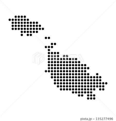 Malta country dotted map. Black spot pixel illustration isolated on white background. Vector circle mosaic. 135277496