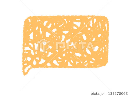 Crayon scribble fluid speech balloon rectangle with vivid message style. Chat and conversation flow as a comment or dialogue, organic graphical form with rough hand drawn texture, creative concept. 135278068