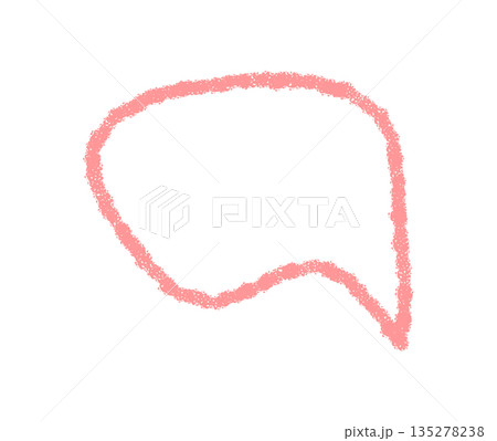 Wavy crayon chat bubble outline in sketch style. Round contour forms a unique speech and message bubble, ideal for talk and message visual graphic. Modern communication element with hand drawn Wavy crayon chat bubble outline in sketch style. Round contour forms a unique speech and message bubble, ideal for talk and message visual graphic. Modern communication element with hand drawn 135278238