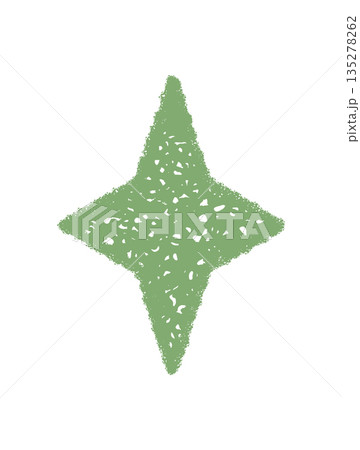 Chalk star sketch in festive style. Green burst icon with magic sparkle pattern adds holiday light to celebration. Unique firework element symbol for creative designs. 135278262