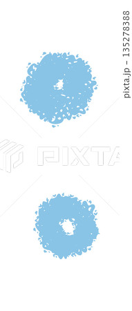 Hand drawn period element in blue crayon with subtle chalk and pastel sketch texture. Punctuation mark as point or dot, font accent, artistic mark for creative element use. 135278388