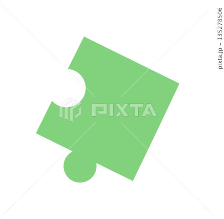 Simple flat jigsaw puzzle piece. Graphic tile in silhouette style for table or boardgame activity. Toy piece for play and fun, childhood hobby, and leisure game concept. 135278506
