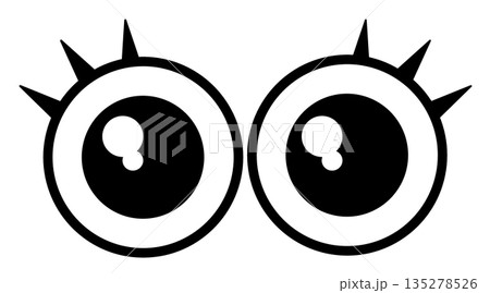 キラキラの大きな目玉で注目してビックリしている両目のイラスト 135278526