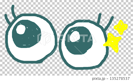 一幅描繪兩隻驚訝的大眼睛的插圖，眼睛閃閃發光。 135278537