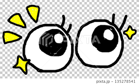 一幅描繪兩隻驚訝的大眼睛的插圖,眼睛閃閃發光。 一幅描繪兩隻驚訝的大眼睛的插圖,眼睛閃閃發光。 135278541