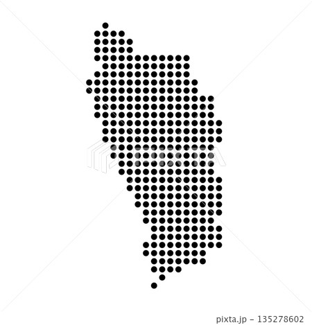 Dominica country dotted map. Black spot pixel illustration isolated on white background. Vector circle mosaic. 135278602