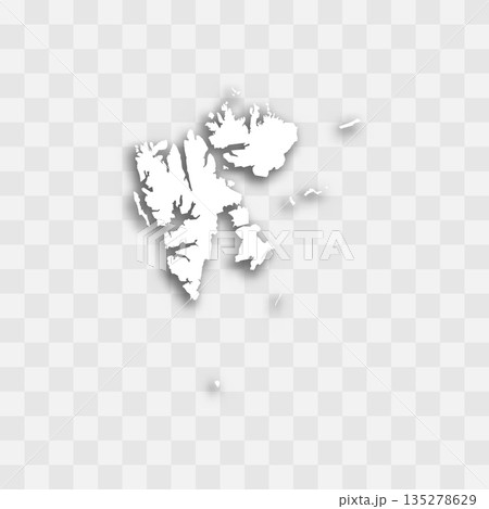 Svalbard, aka Spitzbergen, high detailed vector representation of country silhouette. White color on transparent background with dropped shadow. For educational, decorative, or informational use. Svalbard, aka Spitzbergen, high detailed vector representation of country silhouette. White color on transparent background with dropped shadow. For educational, decorative, or informational use. 135278629