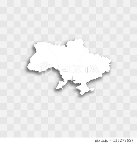 Ukraine high detailed vector representation of country silhouette. White color on transparent background with dropped shadow. For educational, decorative, or informational use. Ukraine high detailed vector representation of country silhouette. White color on transparent background with dropped shadow. For educational, decorative, or informational use. 135278657