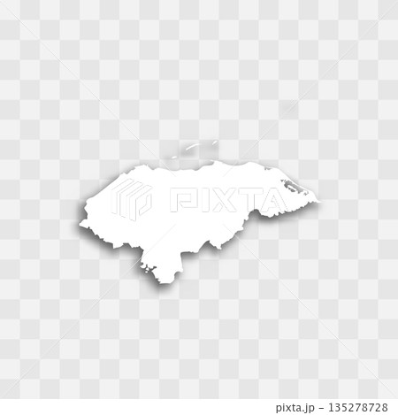 Honduras high detailed vector representation of country silhouette. White color on transparent background with dropped shadow. For educational, decorative, or informational use. 135278728