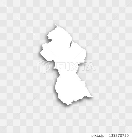 Guyana high detailed vector representation of country silhouette. White color on transparent background with dropped shadow. For educational, decorative, or informational use. Guyana high detailed vector representation of country silhouette. White color on transparent background with dropped shadow. For educational, decorative, or informational use. 135278730