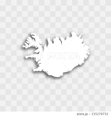 Iceland high detailed vector representation of country silhouette. White color on transparent background with dropped shadow. For educational, decorative, or informational use. Iceland high detailed vector representation of country silhouette. White color on transparent background with dropped shadow. For educational, decorative, or informational use. 135278732