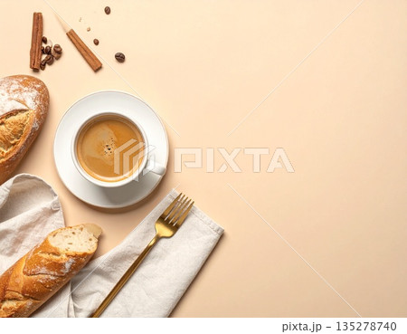 テーブル上俯瞰（flat lay） 135278740