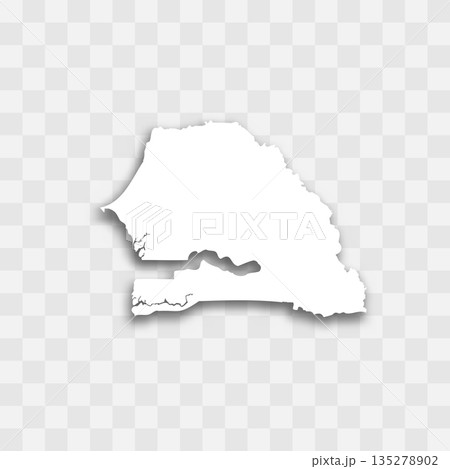 Senegal high detailed vector representation of country silhouette. White color on transparent background with dropped shadow. For educational, decorative, or informational use. Senegal high detailed vector representation of country silhouette. White color on transparent background with dropped shadow. For educational, decorative, or informational use. 135278902
