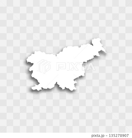 Slovenia high detailed vector representation of country silhouette. White color on transparent background with dropped shadow. For educational, decorative, or informational use. 135278907