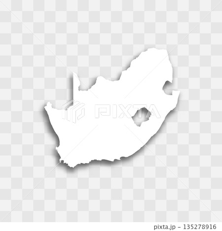 South Africa high detailed vector representation of country silhouette. White color on transparent background with dropped shadow. For educational, decorative, or informational use. 135278916