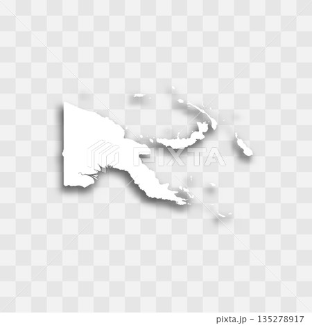 Papua New Guinea high detailed vector representation of country silhouette. White color on transparent background with dropped shadow. For educational, decorative, or informational use. Papua New Guinea high detailed vector representation of country silhouette. White color on transparent background with dropped shadow. For educational, decorative, or informational use. 135278917