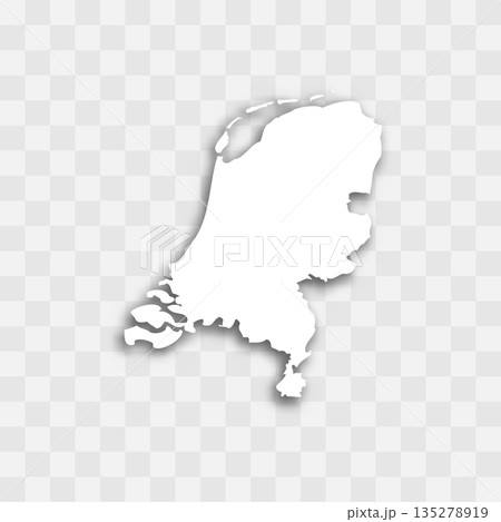 Netherlands high detailed vector representation of country silhouette. White color on transparent background with dropped shadow. For educational, decorative, or informational use. Netherlands high detailed vector representation of country silhouette. White color on transparent background with dropped shadow. For educational, decorative, or informational use. 135278919