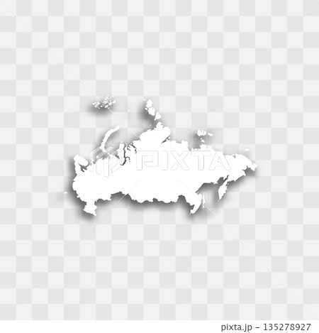 Russia high detailed vector representation of country silhouette. White color on transparent background with dropped shadow. For educational, decorative, or informational use. Russia high detailed vector representation of country silhouette. White color on transparent background with dropped shadow. For educational, decorative, or informational use. 135278927