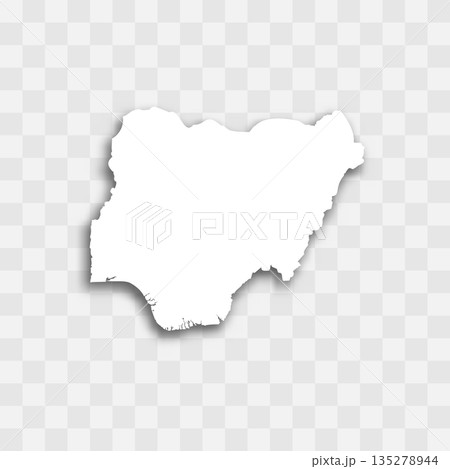 Nigeria high detailed vector representation of country silhouette. White color on transparent background with dropped shadow. For educational, decorative, or informational use. Nigeria high detailed vector representation of country silhouette. White color on transparent background with dropped shadow. For educational, decorative, or informational use. 135278944