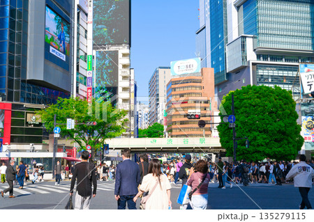 【東京都】5月・新緑の渋谷駅前 135279115