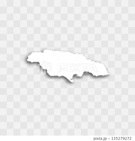 Jamaica high detailed vector representation of country silhouette. White color on transparent background with dropped shadow. For educational, decorative, or informational use. 135279272