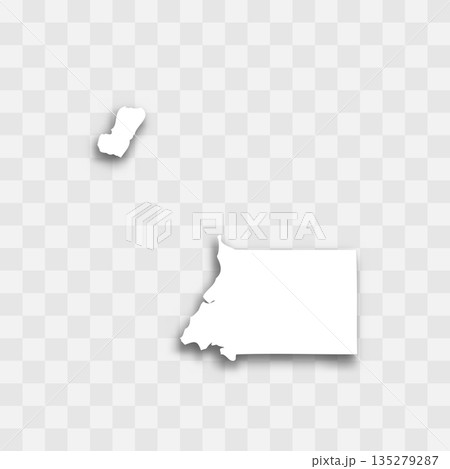 Equatorial Guinea high detailed vector representation of country silhouette. White color on transparent background with dropped shadow. For educational, decorative, or informational use. 135279287