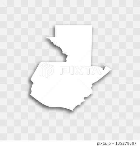 Guatemala high detailed vector representation of country silhouette. White color on transparent background with dropped shadow. For educational, decorative, or informational use. 135279307