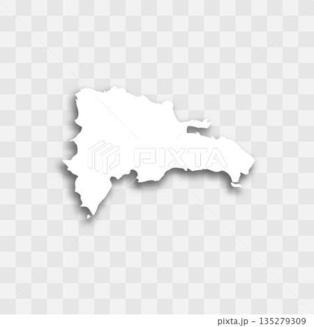 Dominican Republic high detailed vector representation of country silhouette. White color on transparent background with dropped shadow. For educational, decorative, or informational use. 135279309
