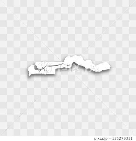 Gambia high detailed vector representation of country silhouette. White color on transparent background with dropped shadow. For educational, decorative, or informational use. 135279311