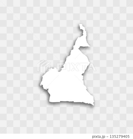 Cameroon high detailed vector representation of country silhouette. White color on transparent background with dropped shadow. For educational, decorative, or informational use. Cameroon high detailed vector representation of country silhouette. White color on transparent background with dropped shadow. For educational, decorative, or informational use. 135279405